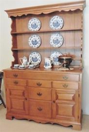 Conant Ball maple hutch. Johnson Bros Old Britain Castles