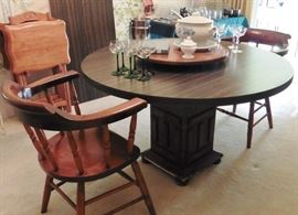 Casual dining table, maple captain's chairs (4)