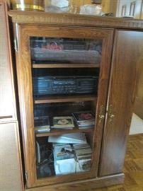 Stereo cabinet w/ Onkyo receiver & cassette tape player
