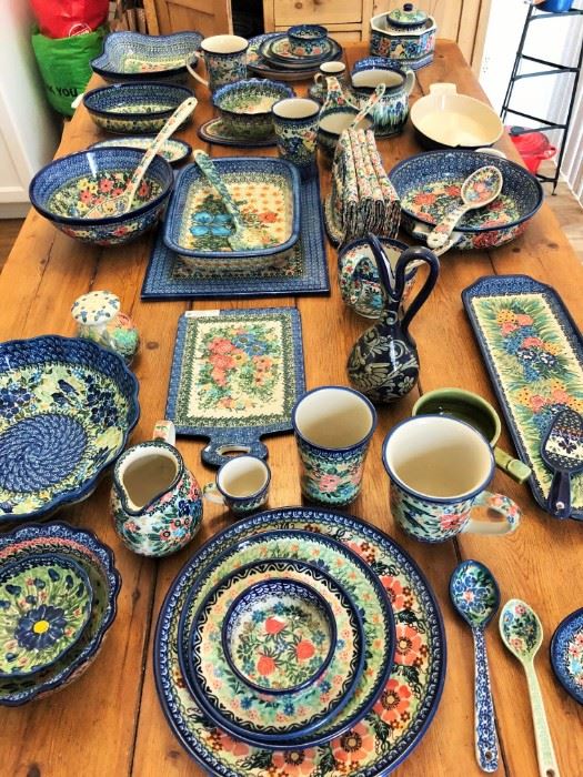 Oodles and Oodles of wonderful goodness in this Unikat handmade Polish Pottery