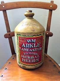 Vintage Wm Arkle Lancaster Famous Herbal Beers Stoneware Jug