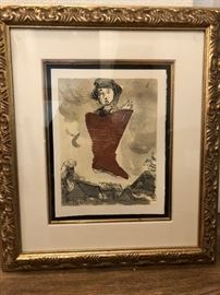 Chagall "Comme Un Barbare" Medium-Woodcut-plate destroyed-printed Atelier Lacquriere Et Frelaut, Paris