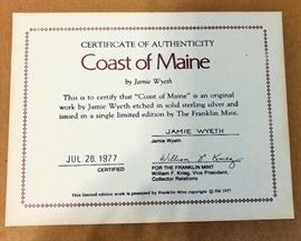 Jamie Wyeth Coast of Main etching on Sterling Silver