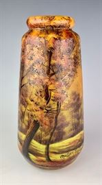 Muller Freres Luneville Autumn Cameo Vase C. 1910 