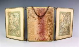 Mucha Signed 3 Section Dresser Mirror   