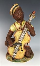 Amusing Ceramic Monkey Playing the Fiddle