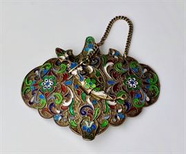 Russian Silver and Enamel Belt Buckle Circa 1900