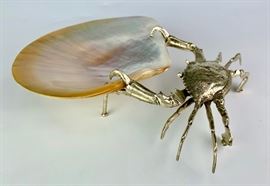Silver Over Bronze Crab Caviar Shell Dish