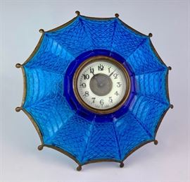 Blue Glass Umbrella Clock Circa 1920's