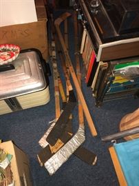 old hockey sticks