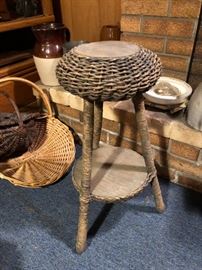 wicker plant stand
