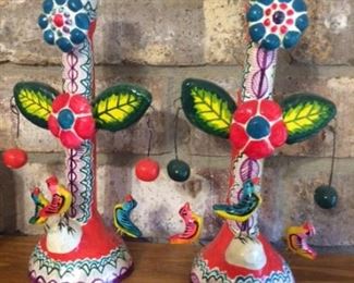 vintage Mexican pottery candlesticks