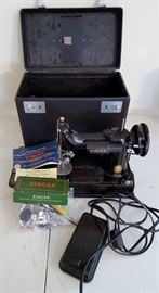 Singer Featherweight 221K sewing machine w/ manual, case and more