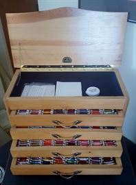 DMC Wood Embroidery Floss Storage Cabinet w/ approx 400 Full Cards