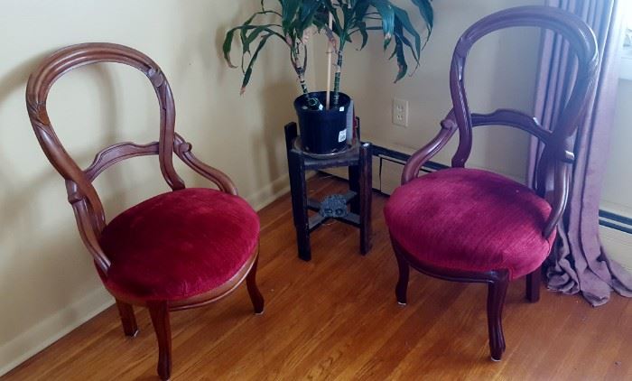 pair Victorian carved rosewood dining chairs