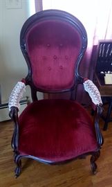 Victorian antique red velvet chair