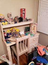 Matching Desk and upholstered chair with 3 drawers and hutch