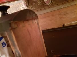 Dovetail joints on antique dresser