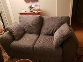 Matching grey plaid love seat