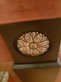 Decorative brass detail on all 4 corners dining room table