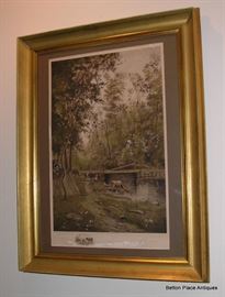 C A Walker Twilight in the Woods... 1888 Lithograph P Dudensing NY signed.