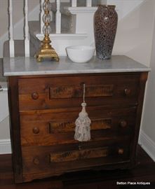 Antique Walnut and Marble top Chest