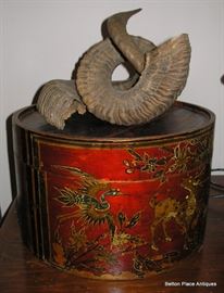 Antique Box with Ram Horns