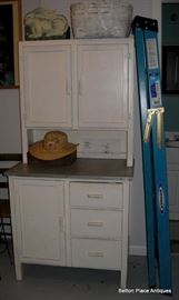 Antique Hoosier style Cabinet with stainless pullout workspace
