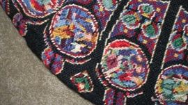 Close up of Needlepoint Xmas Tree Skirt