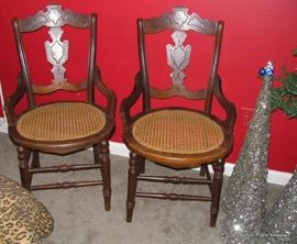 Two Antique Cane Seat Chairs