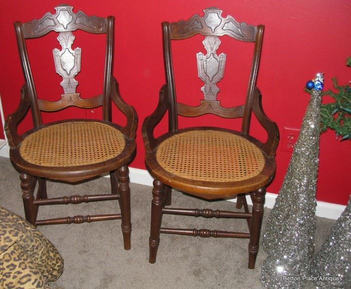 Two Antique Cane Seat Chairs