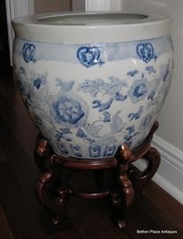 Large Asian Koi Pot on base