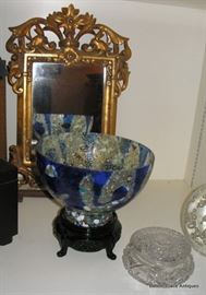 Murano Glass, Gilt Mirror, American Brilliant Glass Powder jar and More