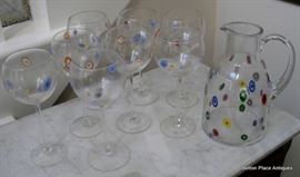 Murano Glass Pitcher with 8 Stems