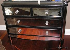 Mirrored Front Chest of Drawers, measuring 41 inches wide, 18 inches deep and 34 inches tall.