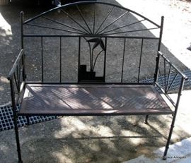 Metal Bench with Bamboo seat