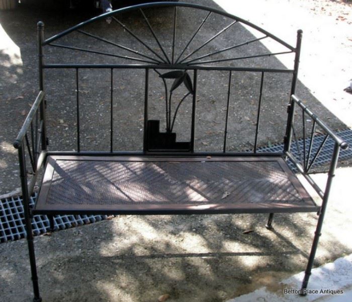Metal Bench with Bamboo seat