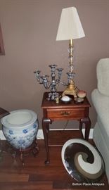 Lam, Table, Asian Planter and Large Murano Glass Charger is browns at the front