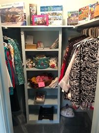 Women's clothing, sewing supplies, puzzles