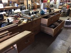 This table has ten drawers on opposite sides (20 drawers total).