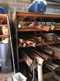 Most of the raw wood is Osage or also known as Bois d' arc (Bodark - Horse Apple Tree). There are some Hackberry Staves and some strips of bamboo and other exotic wood he used in the laminating process. 