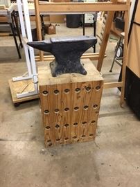 Vintage anvil on top of great wood base!