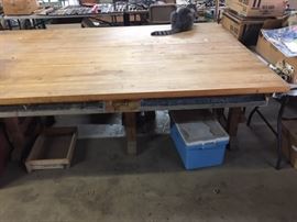 Heavy Duty 10' X 5' 5" Shop Table with drawers and a "cutting board" top!