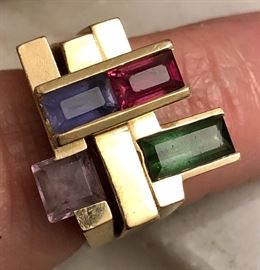 Gold ring with stones