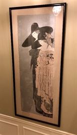 Giant woodblock print, signed, numbered at lower left, numbered matted and framed -- artist Steven White