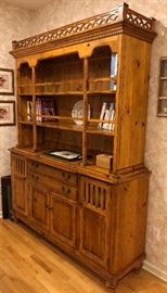 Fabulous, narrow profile pine hutch with storage