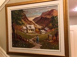 P.L. Richard, oil on canvas - bucolic country setting.