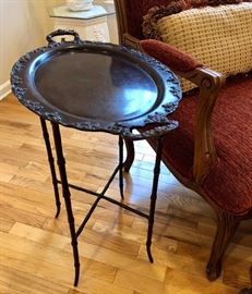 Heavy table - I know- it looks wimpy! But I love the long slender bamboo-style legs! Tray is removable