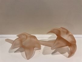 Frosted pink glass flowers