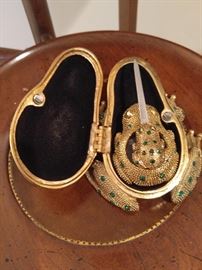3 part jeweled frog desk set